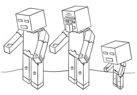 Coloring book three zombies from Minecraft